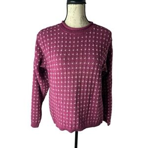 VTG Alps‎ Fine Womens Apparel S Pink Speckled Sweater Crewneck VTG 90s Fair Isle